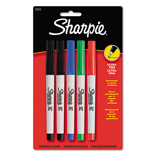 Sharpie Ultra Fine Tip Permanent Marker, Extra-Fine Needle Tip, Assorted Colors, 5-Set 37675PP