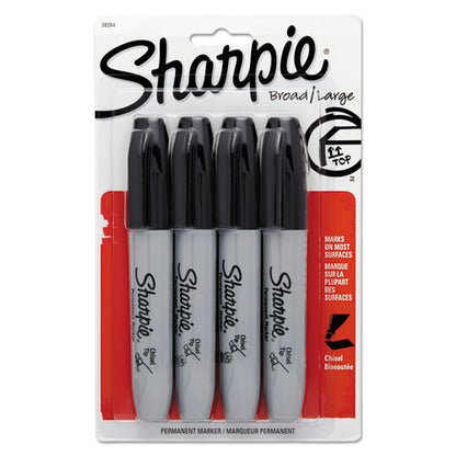 Sharpie Chisel Tip Permanent Marker, Medium Chisel Tip, Black, 4-Pack 38264PP