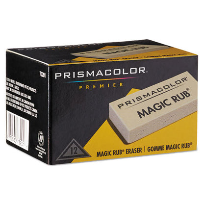 Prismacolor MAGIC RUB Eraser, For Pencil-Ink Marks, Rectangular Block, Medium, Off White, Dozen 73201