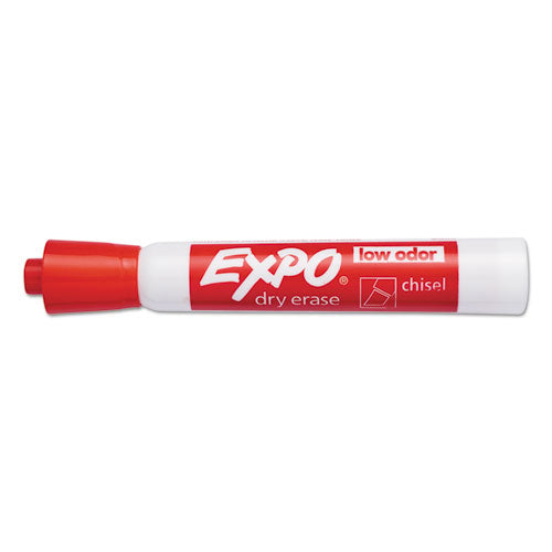 EXPO Low-Odor Dry-Erase Marker, Broad Chisel Tip, Red, Dozen 80002