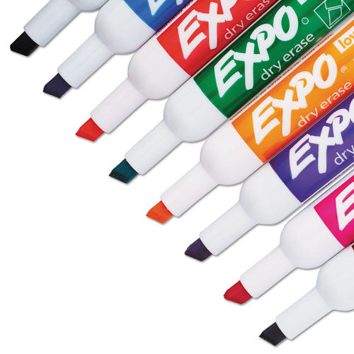 EXPO Low-Odor Dry-Erase Marker, Broad Chisel Tip, Assorted Colors, 8-Set 80078