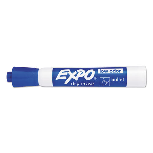 EXPO Low-Odor Dry-Erase Marker, Medium Bullet Tip, Blue, Dozen 82003