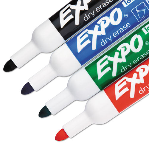 EXPO Low-Odor Dry-Erase Marker, Medium Bullet Tip, Assorted Colors, 4-Set 82074