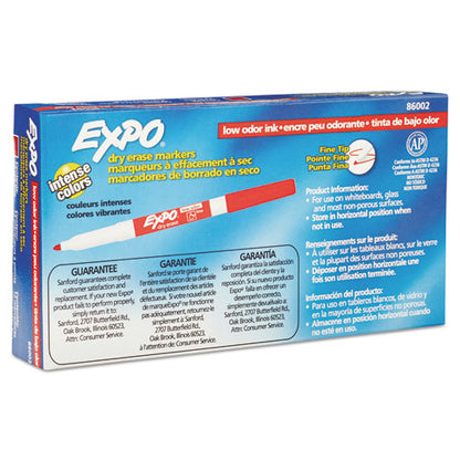 EXPO Low-Odor Dry-Erase Marker, Fine Bullet Tip, Red, Dozen 86002