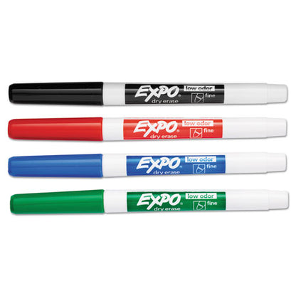 EXPO Low-Odor Dry-Erase Marker, Fine Bullet Tip, Assorted Colors, 4-Set 86074