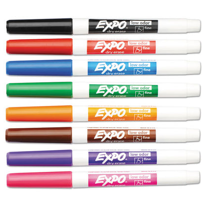 EXPO Low-Odor Dry-Erase Marker, Fine Bullet Tip, Assorted Colors, 8-Set 86601