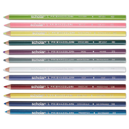 Prismacolor Scholar Colored Pencil Set, 3 mm, 2B (#2), Assorted Lead-Barrel Colors, Dozen 92804