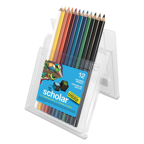 Prismacolor Scholar Colored Pencil Set, 3 mm, 2B (#2), Assorted Lead-Barrel Colors, Dozen 92804