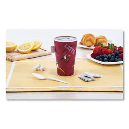 Dart Solo Paper Hot Drink Cups in Bistro Design, 16 oz, Maroon, 50-Pack 316SI-0041