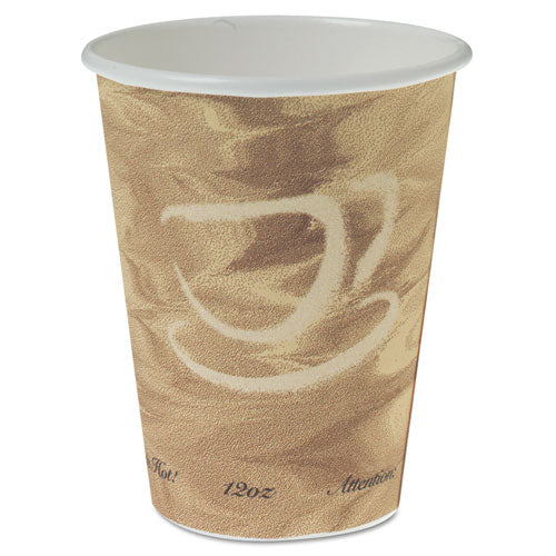 Dart Mistique Polycoated Hot Paper Cup, 12 oz, Printed, Brown, 50-Sleeve, 20 Sleeves-Carton 412MSN-0029