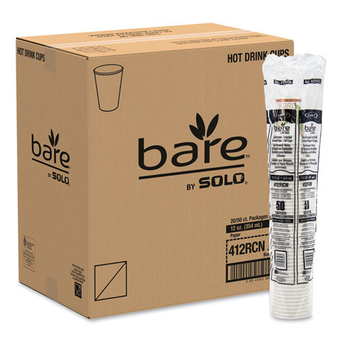 Dart Bare by Solo Eco-Forward Recycled Content PCF Paper Hot Cups, 12 oz, Green-White-Beige, 1,000-Carton 412RCN-J8484