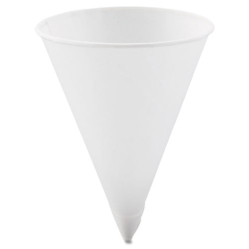 Dart Cone Water Cups, Paper, 4.25 oz, Rolled Rim, White, 200-Bag, 25 Bags-Carton 42R-2050