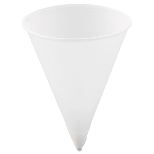 Dart Cone Water Cups, Paper, 4 oz, Rolled Rim, White, 200-Bag, 25 Bags-Carton 4R-2050