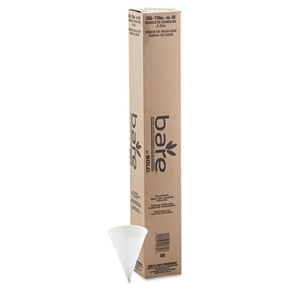 Dart Cone Water Cups, Paper, 4 oz, Rolled Rim, White, 200-Bag, 25 Bags-Carton 4R-2050
