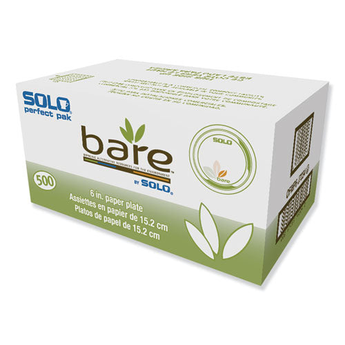 Dart Bare Paper Eco-Forward Dinnerware, Plate, 6" dia, Green-Tan, 125-Pack, 4 Packs-Carton OFMP6-J7234