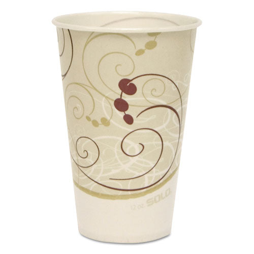 Dart Symphony Treated-Paper Cold Cups, 12 oz, White-Beige-Red, 100-Bag, 20 Bags-Carton R12N-J8000