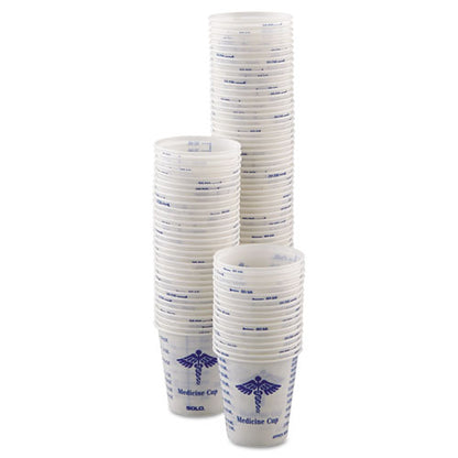 Dart Paper Medical and Dental Graduated Cups, 3 oz, White-Blue, 100-Bag, 50 Bags-Carton R3-43107
