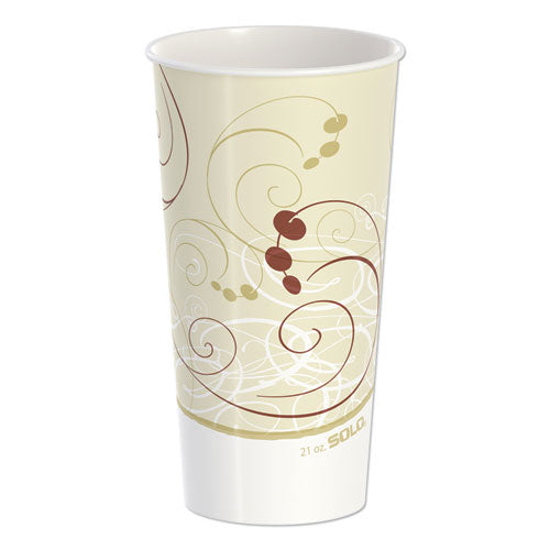 Dart Double Sided Poly Paper Cold Cups, 21 oz, Symphony Design, Tan-Maroon-White, 50-Pack, 20 Packs-Carton RNP21P-J8000