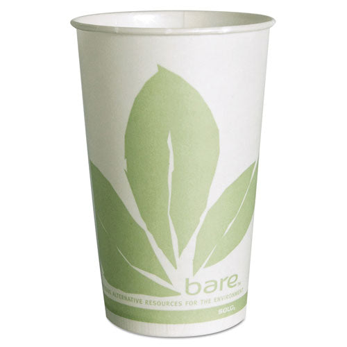 SOLO Bare Eco-Forward Treated Paper Cold Cups, 16 oz, Green-White, 100-Sleeve 10 Sleeves-Carton RW16BB-JD110