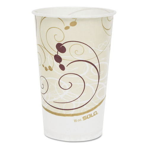 Dart Symphony Treated-Paper Cold Cups, 16 oz, White-Beige-Red, 50-Bag, 20 Bags-Carton RW16-J8000
