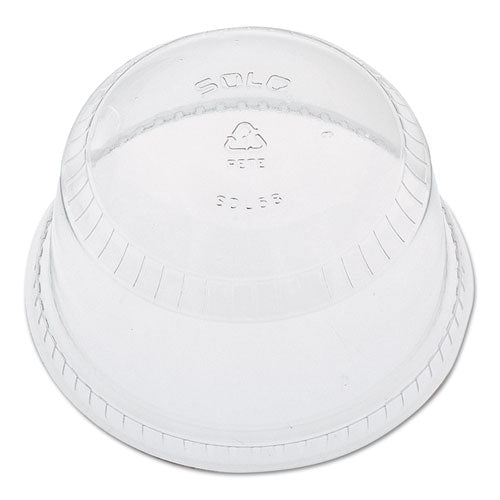 Dart SoloServe Flat-Top Dome Cup Lids, Fits 5 oz to 8 oz Containers, Clear, 50-Pack 20 Packs-Carton SDL58-0090