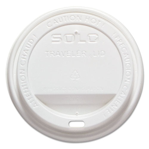Dart Traveler Cappuccino Style Dome Lid, Polystyrene, Fits 10 oz to 24 oz Hot Cups, White, 100-Pack, 10 Packs-Carton TLP316-0007