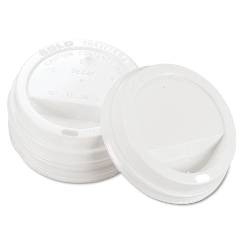 Dart Traveler Cappuccino Style Dome Lid, Polystyrene, Fits 10 oz to 24 oz Hot Cups, White, 100-Pack, 10 Packs-Carton TLP316-0007