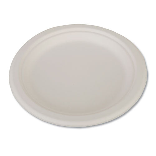 SCT ChampWare Heavyweight Bagasse Dinnerware, Plate, 9" dia, White, 500-Carton SCH 18140