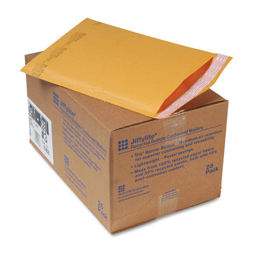 Sealed Air Jiffylite Self-Seal Bubble Mailer, #3, Barrier Bubble Lining, Self-Adhesive Closure, 8.5 x 14.5, Golden Kraft, 25-Carton 10188