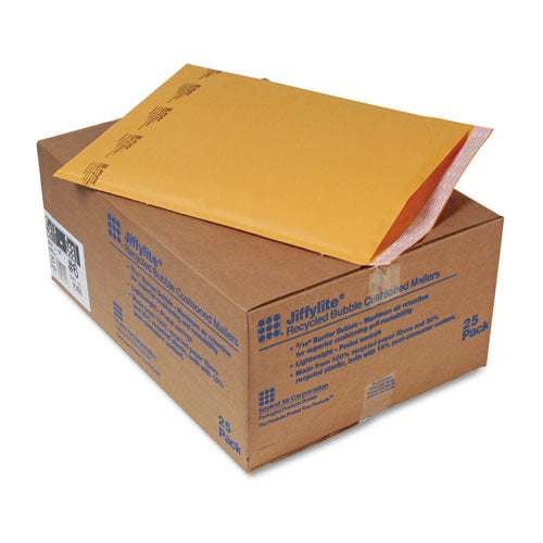 Sealed Air Jiffylite Self-Seal Bubble Mailer, #6, Barrier Bubble Lining, Self-Adhesive Closure, 12.5 x 19, Golden Brown Kraft, 25-Carton 10191