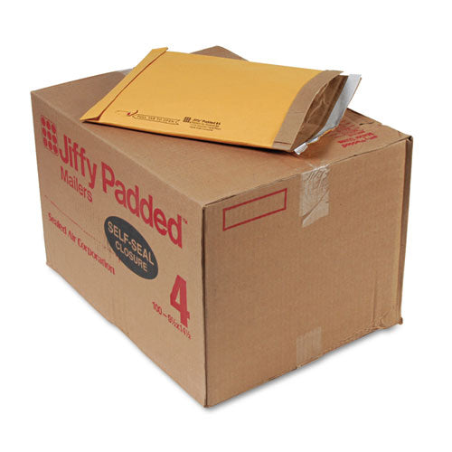 Sealed Air Jiffy Padded Mailer, #4, Paper Lining, Self-Adhesive Closure, 9.5 x 14.5, Natural Kraft, 100-Carton 67320