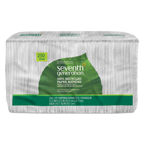 Seventh Generation 100% Recycled Napkins, 1-Ply, 11 1-2 x 12 1-2, White, 250-Pack 13713