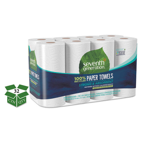 Seventh Generation 100% Recycled Paper Towel Rolls 2 Ply 156 Sheets (32 Rolls) 13739