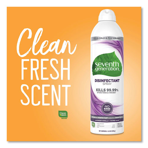 Seventh Generation Disinfectant Sprays, Lavender Vanilla-Thyme, 13.9 oz Spray Bottle, 8-Carton 22979
