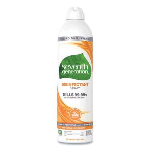 Seventh Generation Disinfectant Sprays, Fresh Citrus-Thyme, 13.9 oz, Spray Bottle, 8-Carton 22980