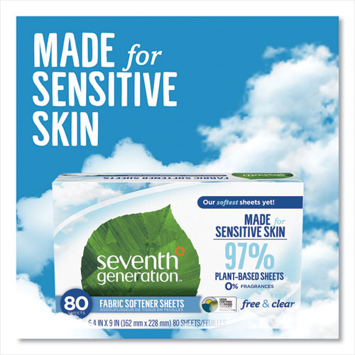 Seventh Generation Natural Fabric Softener Sheets, Unscented, 80 Sheets-Box 10732913449306