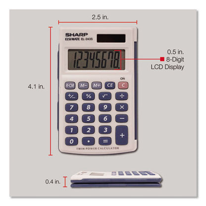 Sharp EL-243SB Solar Pocket Calculator, 8-Digit LCD EL243SB