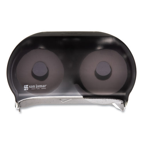 San Jamar VersaTwin Tissue Dispenser, 8 x 5 3-4 x 12 3-4, Transparent Black Pearl R3600TBK