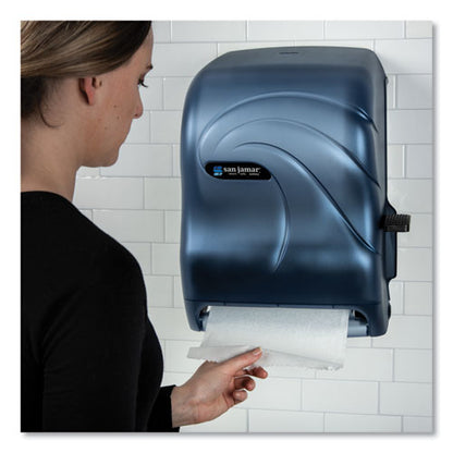 San Jamar Lever Roll Towel Dispenser, Oceans, 12.94 x 9.25 x 16.5, Arctic Blue T1190TBL