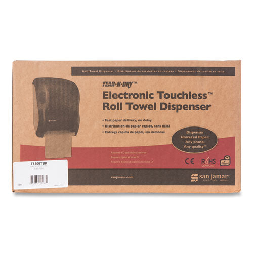 San Jamar Tear-N-Dry Touchless Roll Towel Dispenser, 11.75 x 9 x 15.5, Black Pearl T1300TBK