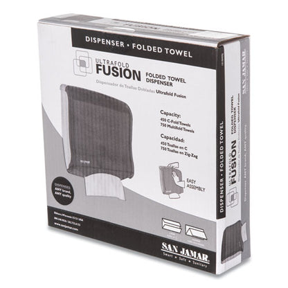 San Jamar Ultrafold Fusion C-Fold and Multifold Towel Dispenser, 11.5 x 5.5 x 11.5, Black T1755TBK