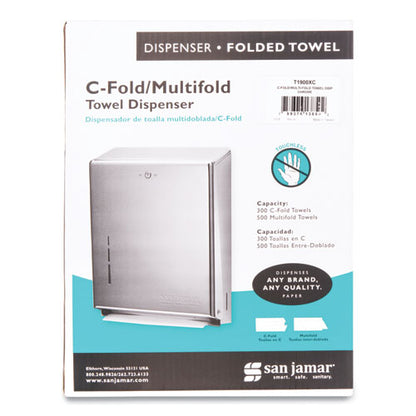 San Jamar C-Fold-Multifold Towel Dispenser, 11.38 x 4 x 14.75, Chrome T1900XC