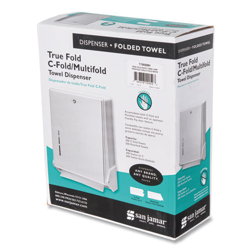 San Jamar True Fold C-Fold-Multifold Paper Towel Dispenser, 11.63 x 5 x 14.5, White T1905WH