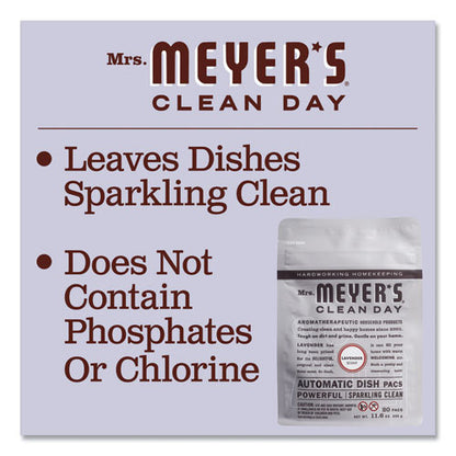 Mrs. Meyer's Automatic Dish Detergent, Lavender, 12.7 oz Pack, 20-Pack, 6 Packs-Carton 306685