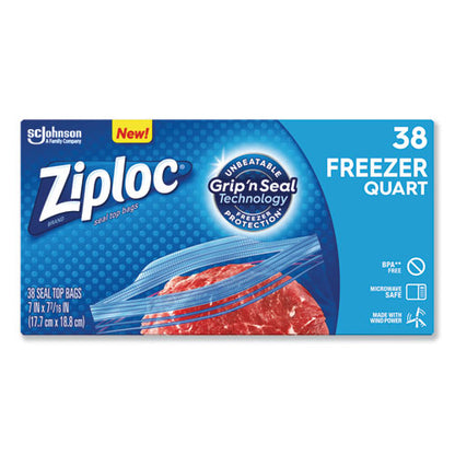 Ziploc Double Zipper Freezer Bags, 1 qt, 2.7 mil, 6.97" x 7.7", Clear, 9-Carton 314444