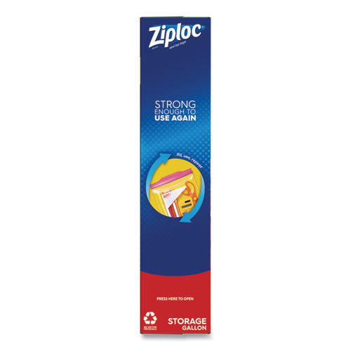 Ziploc Double Zipper Storage Bags, 1 gal, 1.75 mil, 9.6" x 12.1", Clear, 228-Carton 314467