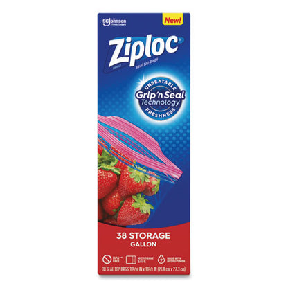 Ziploc Double Zipper Storage Bags, 1 gal, 1.75 mil, 10.56" x 10.75", Clear, 342-Carton 314470