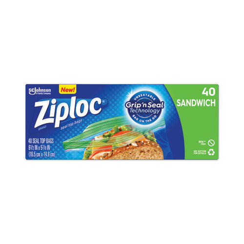 Ziploc Resealable Sandwich Bags, 1.2 mil, 6.5" x 5.88", Clear, 480-Carton 315882