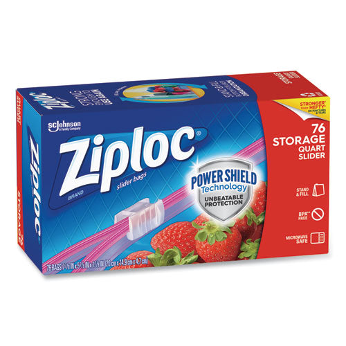 Ziploc Slider Storage Bags, 1 qt, 5.88" x 7.88", Clear, 9-Carton 316490