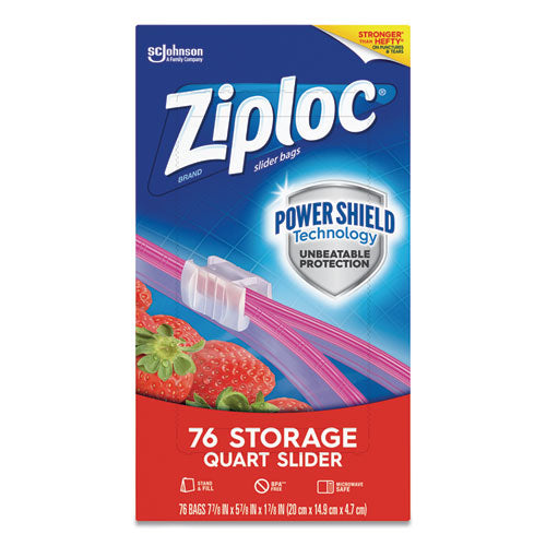 Ziploc Slider Storage Bags, 1 qt, 5.88" x 7.88", Clear, 9-Carton 316490